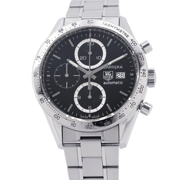 TAG HEUER Carrera Calibre 16 Chronograph Elegance 41mm Stainless Steel Black - Picture 1 of 14
